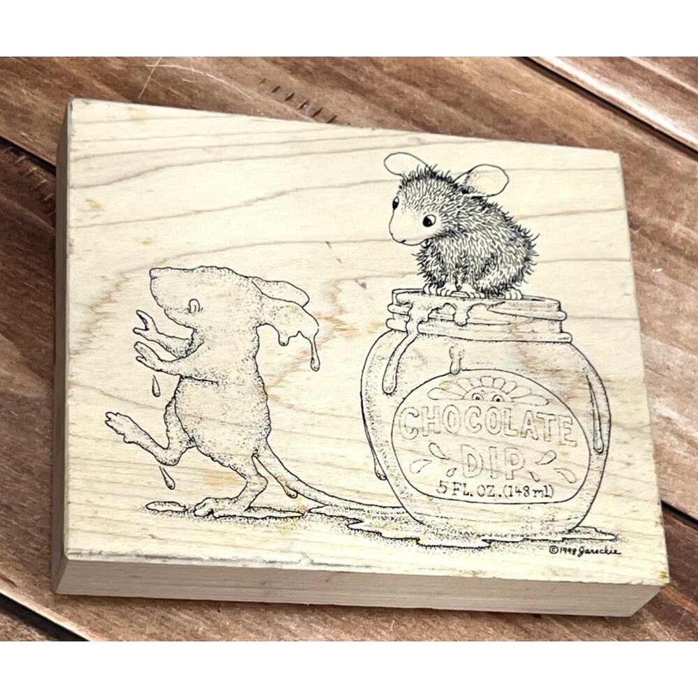 1998 HOUSE MOUSE 255 DIPPED IN CHOCOLATE WOOD/RUBBER STAMP BY STAMPA ROSA MUZZY